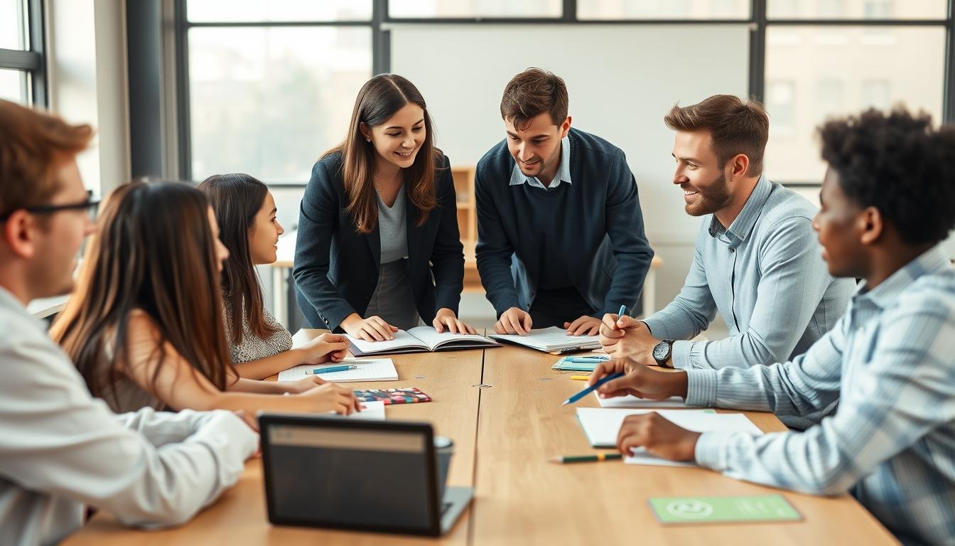 Students collaborating in study space